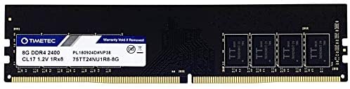 Timetec 8GB DDR4 2400MHz PC4-19200 Non-ECC Unbuffered 1.2V CL17 1Rx8 Single Rank 288 Pin UDIMM Desktop PC Computer Memory RAM Module Upgrade (8GB)