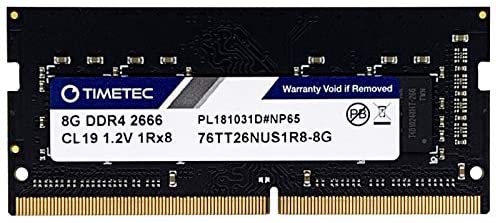 Timetec 8GB DDR4 2666MHz (DDR4-2666) PC4-21300 Non-ECC Unbuffered 1.2V CL19 1Rx8 Single Rank 260 Pin SODIMM Laptop Notebook PC Computer Memory RAM Module Upgrade (8GB)
