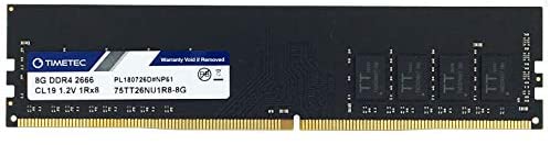 Timetec 8GB DDR4 2666MHz PC4-21300 Non-ECC Unbuffered 1.2V CL19 1Rx8 Single Rank 288 Pin UDIMM Desktop PC Computer Memory RAM Module Upgrade (8GB)