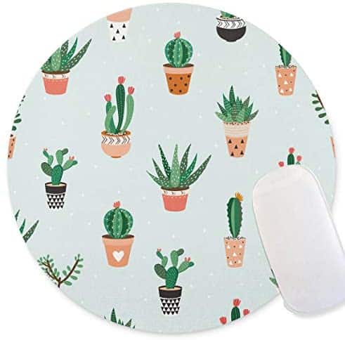 Timing&weng Seamless Pattern with Cacti and Succulents Round mosue pad Non-Slip Mouse pad Gaming Mouse pad