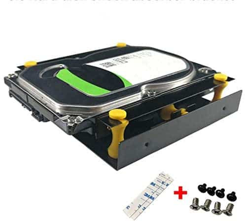 ToToT 1-Pack 3.5 inch Hard Disk Shock Absorber Bracket with Mounting Screws for PC Case 3.5 HDD to 5.25 DVD ROM Bay Mounting Adapter