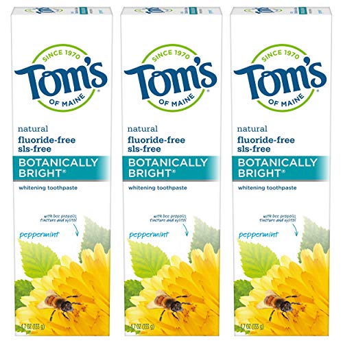Tom’s of Maine Natural Fluoride-Free SLS-Free Botanically Bright Toothpaste, Peppermint, 4.7 oz. 3-Pack
