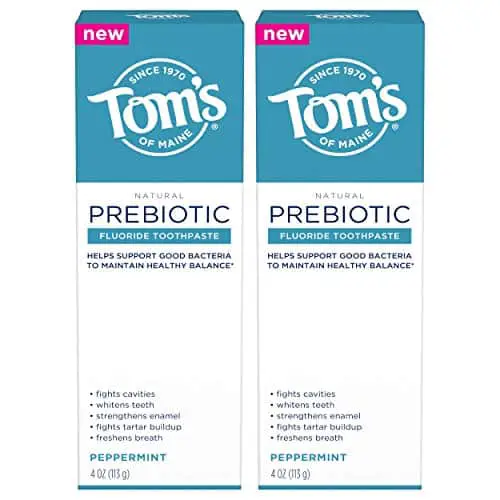 Tom’s of Maine Prebiotic Anticavity Natural Toothpaste, Peppermint, 4 oz. 2-Pack