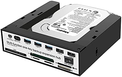 Tool-Free USB 3.0 to 2.5″ & 3.5″ SATA External Hard Disk Drive Lay-Flat Docking Station HDD, Support One-Key Backup Function, Docking Station with SD/CF/MS/XD/TF/M2 Reader – Black