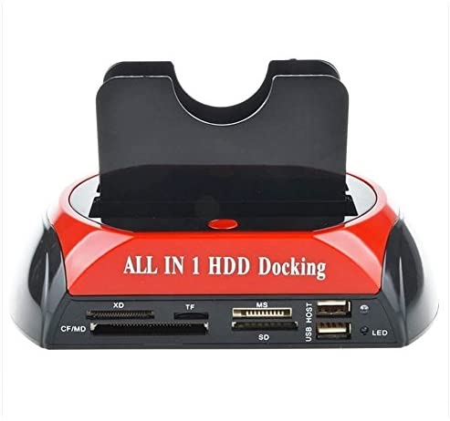 Toptekits All in 1 HDD Docking,2.5”/3.5” SATA Multi-Function HDD Docking Station SATA Hard Disk Base USB HUB Reader