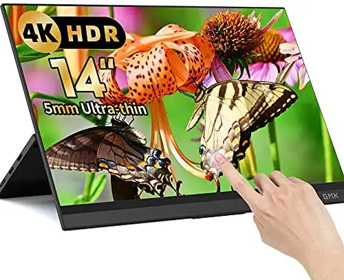 Touchscreen Portable Monitor, 14 Inch 4k USB-C External Portable Monitor, 3840 x 2160 UHD Computer Monitor with Dual Type-C Mini HD Freesync for Laptop PC Phone Mac Surface Xbox PS4 Switch