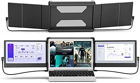 Triple Portable Monitor for Laptop, Dual Screens with Kickstand，Compatible with 13″-16″ Mac and PC, FHD 1080P IPS 11.6″, Type C/HDMI/USB-A Cable Connection