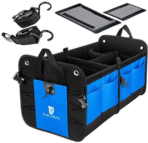 Trunk Crate Pro Collapsible Portable Multi Compartments Heavy Duty Non-Slip Cargo Trunk Organizer Storage, Blue