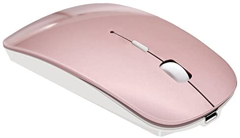 Tsmine Rechargeable Bluetooth Mouse, Slim Silent Click Mice Wireless Bluetooth Mouse for Laptop, Notebook, MacBook Pro Air, Tablet, Mac, Windows/Android(Rose Gold)