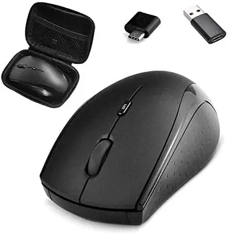 Type C Wireless Mouse, USB C Gaming Wireless Mice 2.4G Silent Ergonomic with 3 DPI Levels Compatible with Samsung Chromebook, Google Pixelbook, Dell, HP OMEN, More Device (Black)