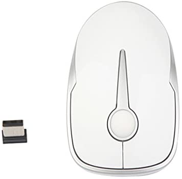 U-Shaped 2.4GHz Wireless Optical Mouse with Nano Receiver 1600DPI USB Receiver Mice for Portable Mobile Optical Mice for Notebook, PC, Laptop, Computer, MacBook (White-Silver Mouse)