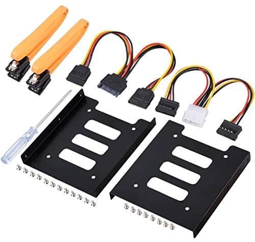 UCEC 2.5 Inch SSD to 3.5 Inch Internal Hard Disk Drive Mounting Kit (SATA Data Cables and Power Cables Included) (2 x Bracket Conversion Frame)