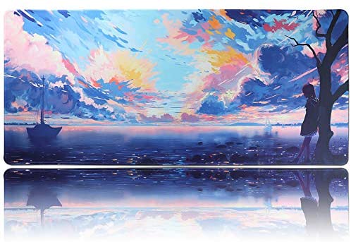U&G Extended XXL Gaming Mouse Pad (35.4×15.7), Large Anime Mousepad,Non-Slip Rubber Base Waterproof Desktop Accessories Keyboard Mouse Mat Desk Pads for Work, Game, Office Players
