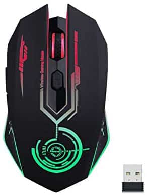 UHURU Wireless Gaming Mouse Rechargeable, Up to 10000DPI, 6 Programmable Buttons, 7 Color Changeable, 2.4G USB LED RGB Wireless Mouse for Computer, PC, Laptop, MacBook, MMO, Gaming
