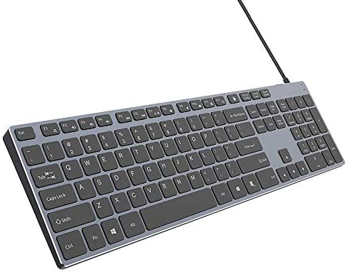 USB Keyboard for Computer in Windows OS, Aluminum Wired Keyboard Compatible with Microsoft Surface Keyboard