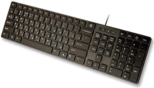 USB Keyboard with Russian English (Cyrillic) Letters/Characters- Full Size Slim Desktop Design