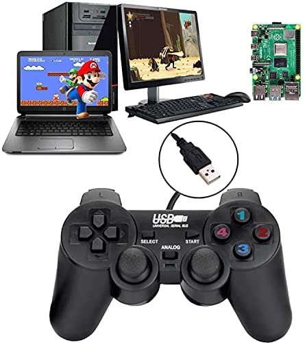 USB Wired Game Controllers for PC/Raspberry Pi Gamepad Remote Dual Shock Joysticks Joypad for PC(Windows XP/7/8/10) & Steam/Roblox/RetroPie/RecalBox