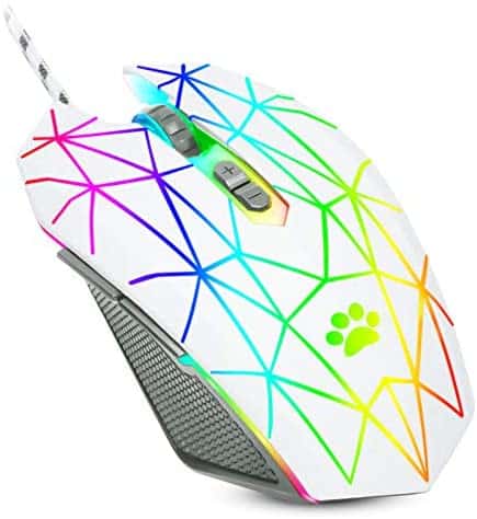 USB Wired Mouse,RGB Optical Computer Mouse,7200 DPI Office and Home Mice,7 Buttons Premium and Portable,Computer Mice Wired for Windows PC, Laptop, Desktop,Notebook,White
