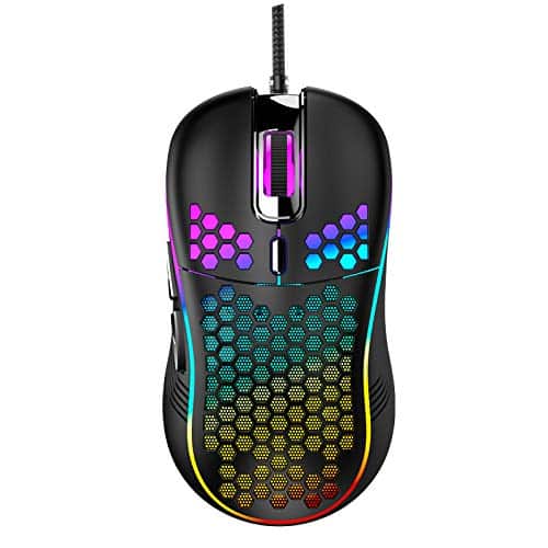 Ultralight Honeycomb Mouses, Wired RGB Gaming Mouse,,Side Wing and Personalized Weights Design Ambidextrous Ergonomic Optical Gaming Mice for Right and Left Handed
