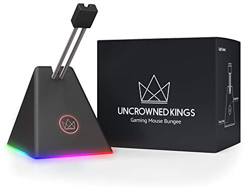 Uncrowned Kings Mouse Bungee – PC Gaming Mouse Bungee Cable Holder – Mouse Cable Holder with 4 LED Color Modes & RGB Lighting – Gaming Mouse Cord Holder with Wire & Cord Management Support