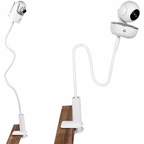 (Update Version) iTODOS Gooseneck Baby Monitor Mount for Arlo, Motorola Baby Monitor and Most Universal Monitors Camera, 27inch Length Stable and Durable Flexible gooseneck – White