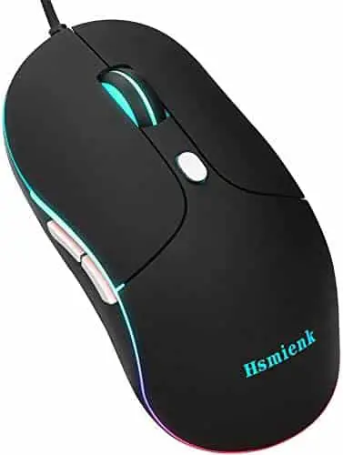 Upgrade Wired Computer Mouse with Easy Click for Office, Home, Gamer, 3200DPI, Programmable Buttons, USB LED Backlit Mice Compatible with Laptop, PC, Desktop, Windows 7/8/10/XP, Vista and Mac, Black