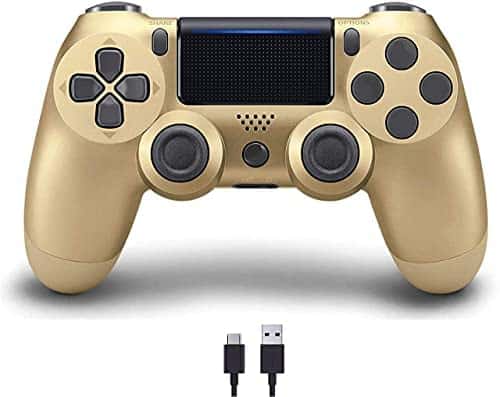 [Upgraded Version] PS4 Controller, Wireless Bluetooth Gamepad with USB Cable for Sony Playstation 4, Gaming Grip Compatible with PS4/Pro/Slim/Windows PC(7/8/8.1/10) (Gold)