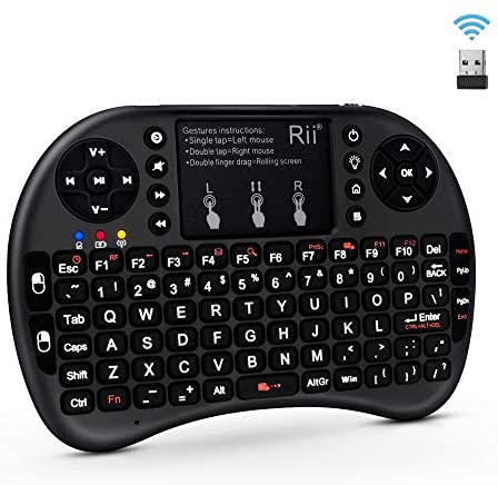 (Upgraded)Rii 2.4GHz Mini Wireless Keyboard with Touchpad,QWERTY Keyboard,LED Backlit,Portable Keyboard Wireless for laptop/PC/Tablets/Windows/Mac/TV/Xbox/PS3/Raspberry Pi .(i8+ Black)