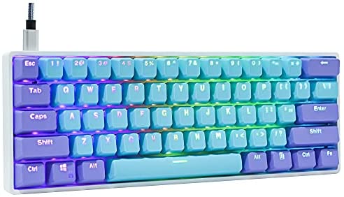 Ussixchare GK61 60% Mechanical Keyboard SK61 Custom RGB Programmable Gaming Keyboard with Hot Swappable Red Switch for PC/Win/PS4/Xbox (Gateron Optical Blue, Shen2)