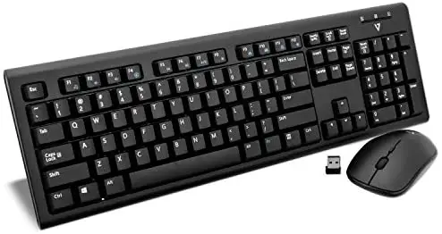 V7 Wireless Keyboard and Mouse Combo with U.S. layout, Black – CKW200US