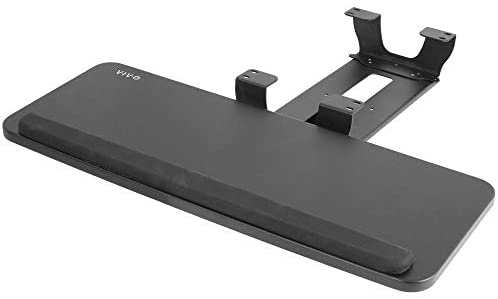 VIVO Adjustable Keyboard and Mouse Tray with Dual Height Track Spacer Brackets, Ergonomic Under Desk Platform and Spacer Bracket Combo, MOUNT-KB03B-KIT1