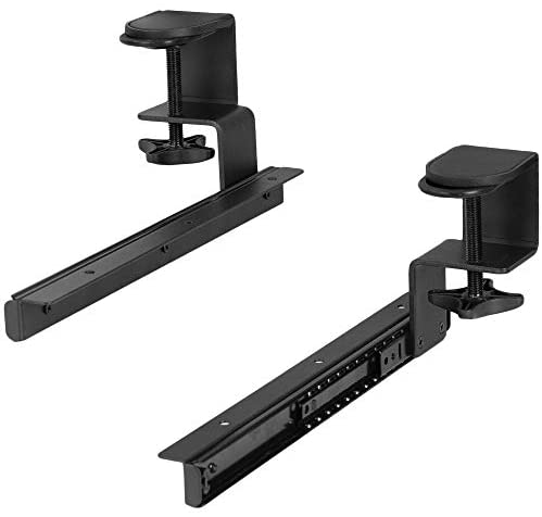 VIVO Clamp and 12 inch Rail Set for DIY Custom Wooden Keyboard Trays (Tray Not Included), Under Desk Pull Out Slider Track with Extra Sturdy C-clamp Mount System, Black, MOUNT-RAIL02