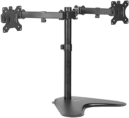 VIVO Dual 13 to 30 inch Computer Monitor Free Standing Mount, Heavy Duty Base, Fully Adjustable Desk Stand, Holds 2 Screens, STAND-V102F