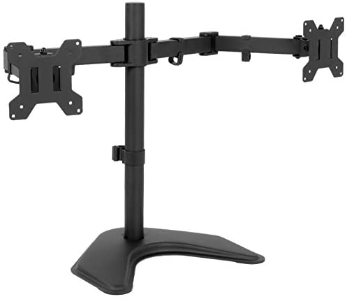 VIVO Full Motion Dual Monitor Free-Standing Desk Stand VESA Mount, Double Joints, Holds 2 Screens up to 32 inches, STAND-V102K
