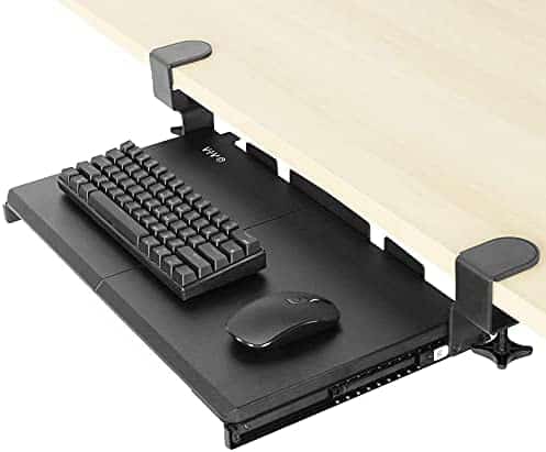 VIVO Small Keyboard Tray Under Desk Pull Out with Extra Sturdy C Clamp Mount System, 20 (26 Including Clamps) x 11 inch Slide-Out Platform Computer Drawer for Typing, Black, MOUNT-KB05ES