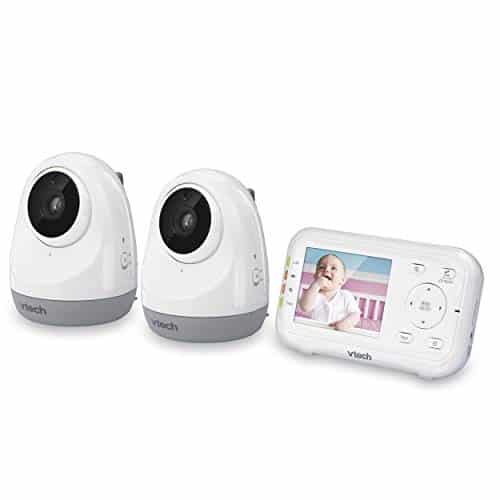 VTech VM3261-2 2.8” Digital Video Baby Monitor with 2 Pan & Tilt Cameras, Full Color and Automatic Night Vision, White