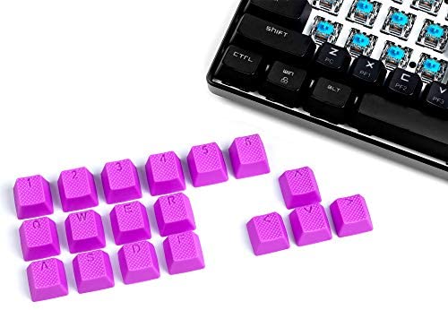VULTURE Rubber Keycaps Cherry MX Double Shot Backlit 18 Keycap Set Compatible for Gaming Mechanical Keyboard OEM Profile Doubleshot Rubberized Diamond Textured Tactile Grip with Key Puller (Purple)