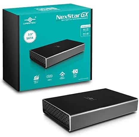 Vantec NST-371C31-BK NexStar Gx USB 3.1 Gen 2 Type-C 3.5″ Sata HDD/SSD Enclosure, Comes with C to C and C to A Cable, Aluminum Casing, Black