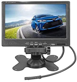 Vehicle On-Dash Backup Monitor, 7″ Digital HD Car TFT LCD Color Screen Display with 2 Video Input for Rear View Camera