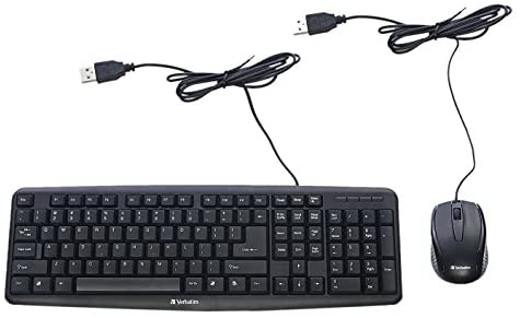 Verbatim Slimline Keyboard and Mouse – Wired with USB Accessibility – Mac & PC Compatible – Black (Renewed)