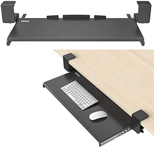 Vergo Keyboard Tray Under Desk Clamp On Mount 27 x 11 Slide Out Drawer Black
