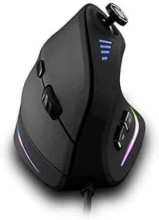 Vertical Mouse, Ergonomic USB Wired Vertical Mouse with [5 D Rocker] [10000 DPI] [11 Programmable Buttons], RGB Gaming Mouse for Gamer/PC/Laptop/Computer