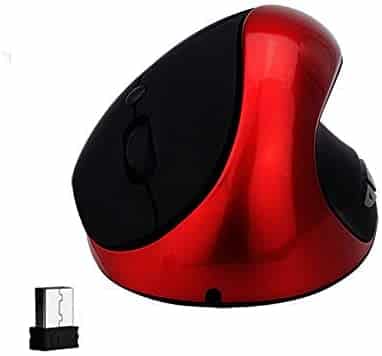Vertical Mouse Wireless, Vatober 2.4G Ergonomic Vertical Optical Mouse High Precision Nano Receiver and Less Noise with Adjustable Sensitivity 800/1000/1600 DPI Red