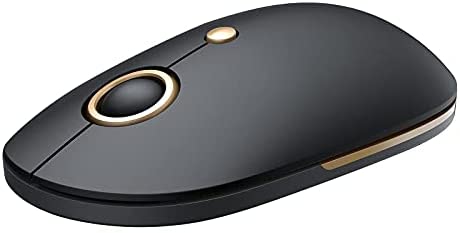 Vic Tech CA Mouse for Laptop, 2.4G Slim Computer Mouse with USB Receiver and 5 Adjustable Levels, Silent Mouse for Laptop Windows Mac PC Notebook (Black and Gold)