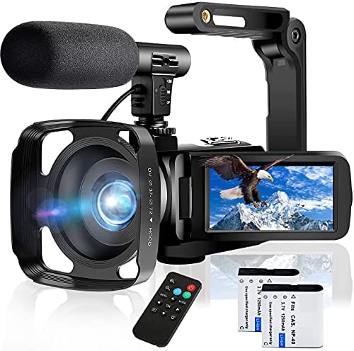 Video Camera Camcorder, 2.7K Ultra HD 30MP Vlogging Camera for YouTube IR Night Vision 3.0 Inch Touch Screen 16X Digital Zoom Camera Recorder with Microphone,Handheld Stabilizer,Les Hood