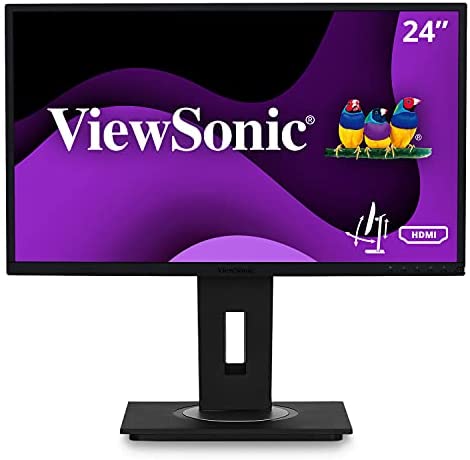 ViewSonic VG2448 24 Inch IPS 1080p Ergonomic Monitor with HDMI DisplayPort USB and 40 Degree Tilt for Home and Office, Black
