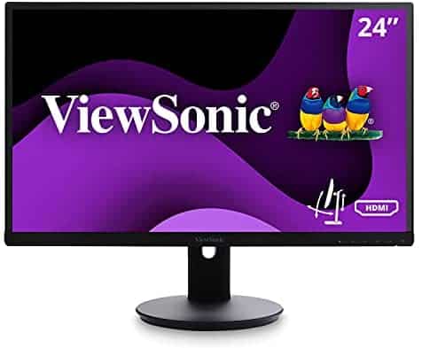 ViewSonic VG2453 24 Inch IPS 1080p Ergonomic Frameless Monitor with HDMI and DisplayPort for Home and Office, Black