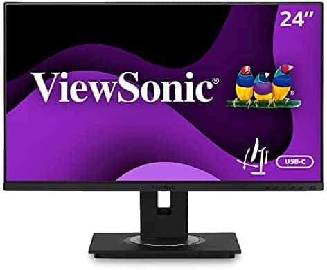 ViewSonic VG2455 24 Inch IPS 1080p Monitor with USB 3.1 Type C HDMI DisplayPort VGA and 40 Degree Tilt Ergonomics for Home and Office
