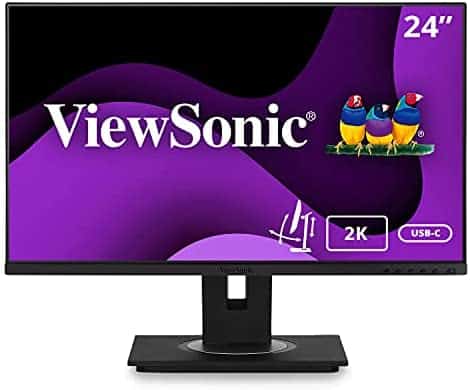 ViewSonic VG2455-2K 24 Inch IPS 1440p Monitor with USB 3.1 Type C HDMI DisplayPort and 40 Degree Tilt Ergonomics for Home and Office,Black