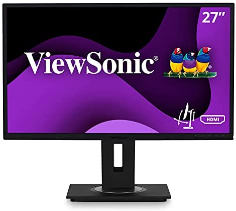 ViewSonic VG2748 27 Inch IPS 1080p Ergonomic Monitor with HDMI DisplayPort USB and 40 Degree Tilt for Home and Office, Black